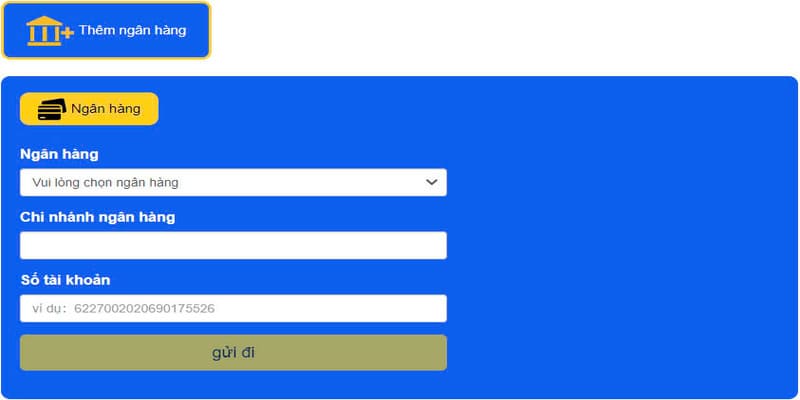 Hội viên chỉ được thêm liên kết ngân hàng chính chủ